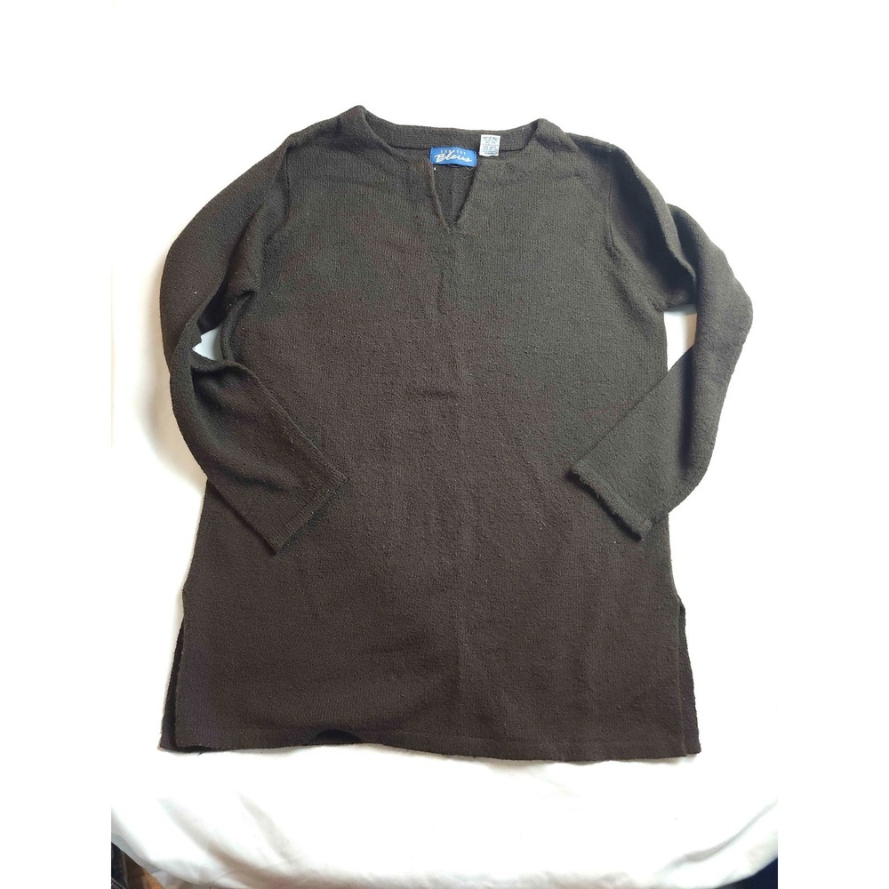 Express Bleus Sweater Womens Size XS Black Knit Vintage Casual Retro Split Neck